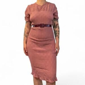 Romantic vintage peachy knee length stretchy dress womens size SM-LG